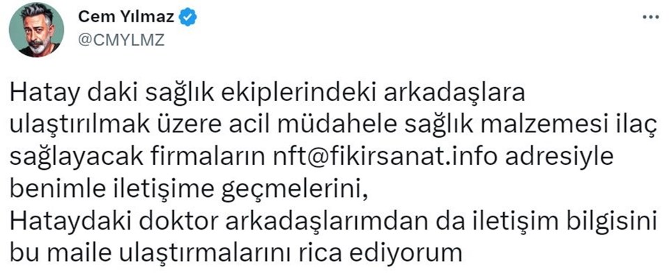 Cem Yılmaz’dan deprem bölgesine sağlık malzemesi yardımı - 1