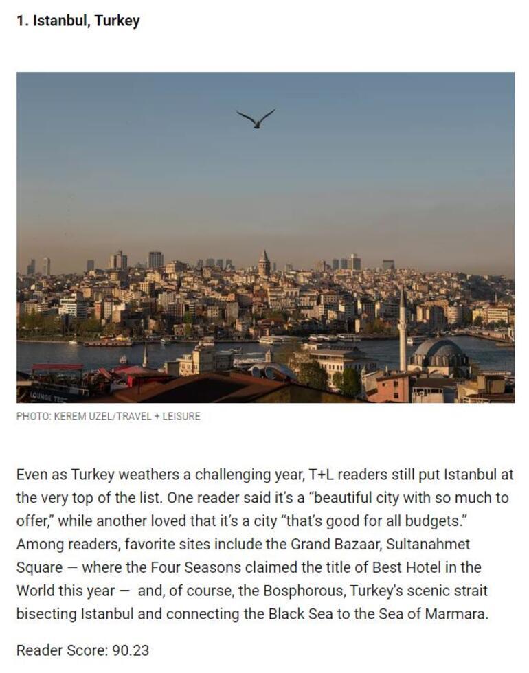 İstanbul, Avrupa’nın favori kentleri arasında 1. sırada İşte Avrupanın en beğenilen yerleri