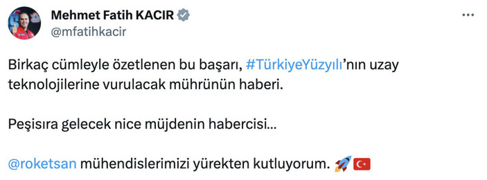 Yerli ve milli sonda roketinin fırlatma testi başarıyla gerçekleşti