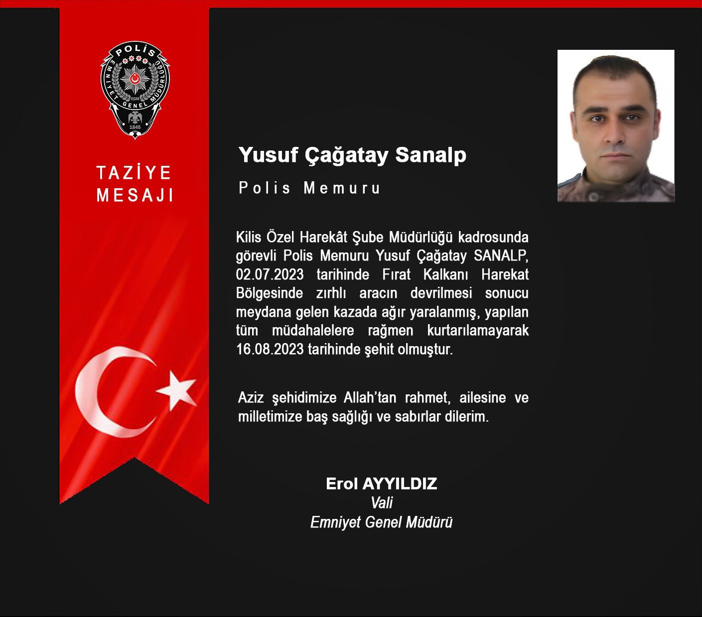 Fırat Kalkanı Harekat bölgesinden acı haber: 1 polis şehit oldu - Resim : 1